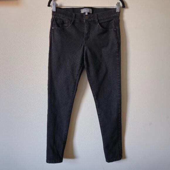 Wit & Wisdom Petite Black Stretchy Mid Rise Wide Waistband Skinny Ankle Jeans - Picture 1 of 6